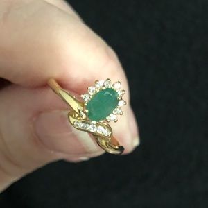 SOLD 1/3ct Natural Emerald & Diamond ring